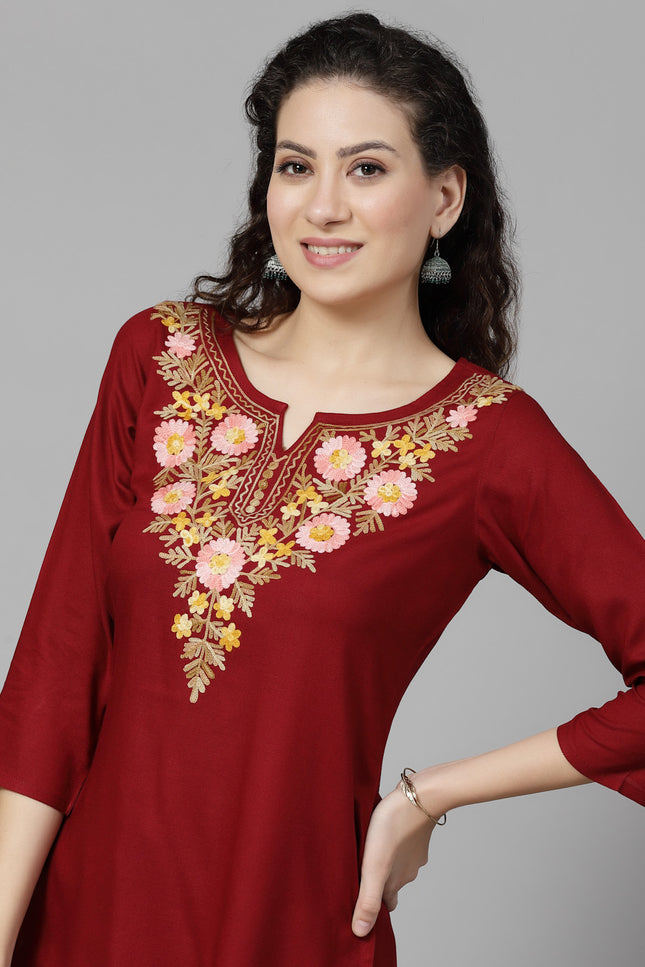 Israa Aari Embroidered Short Kurti For Women